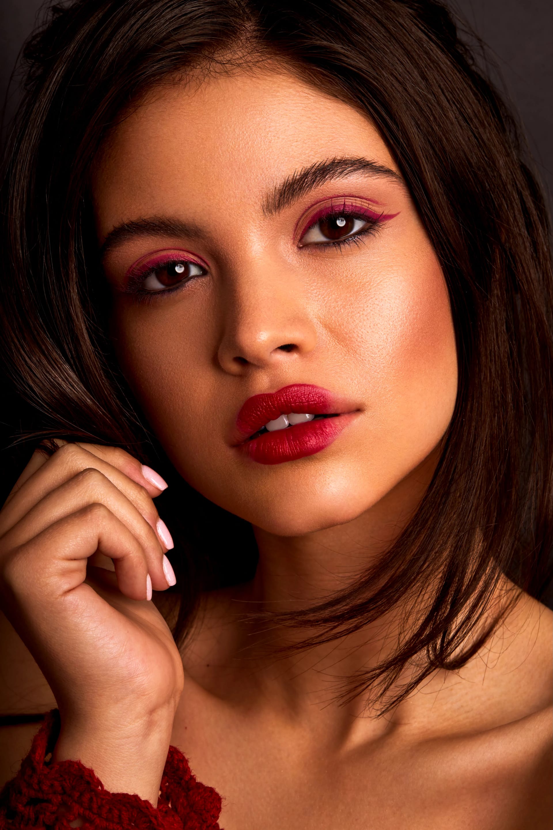 Red lipstick makeup portrait