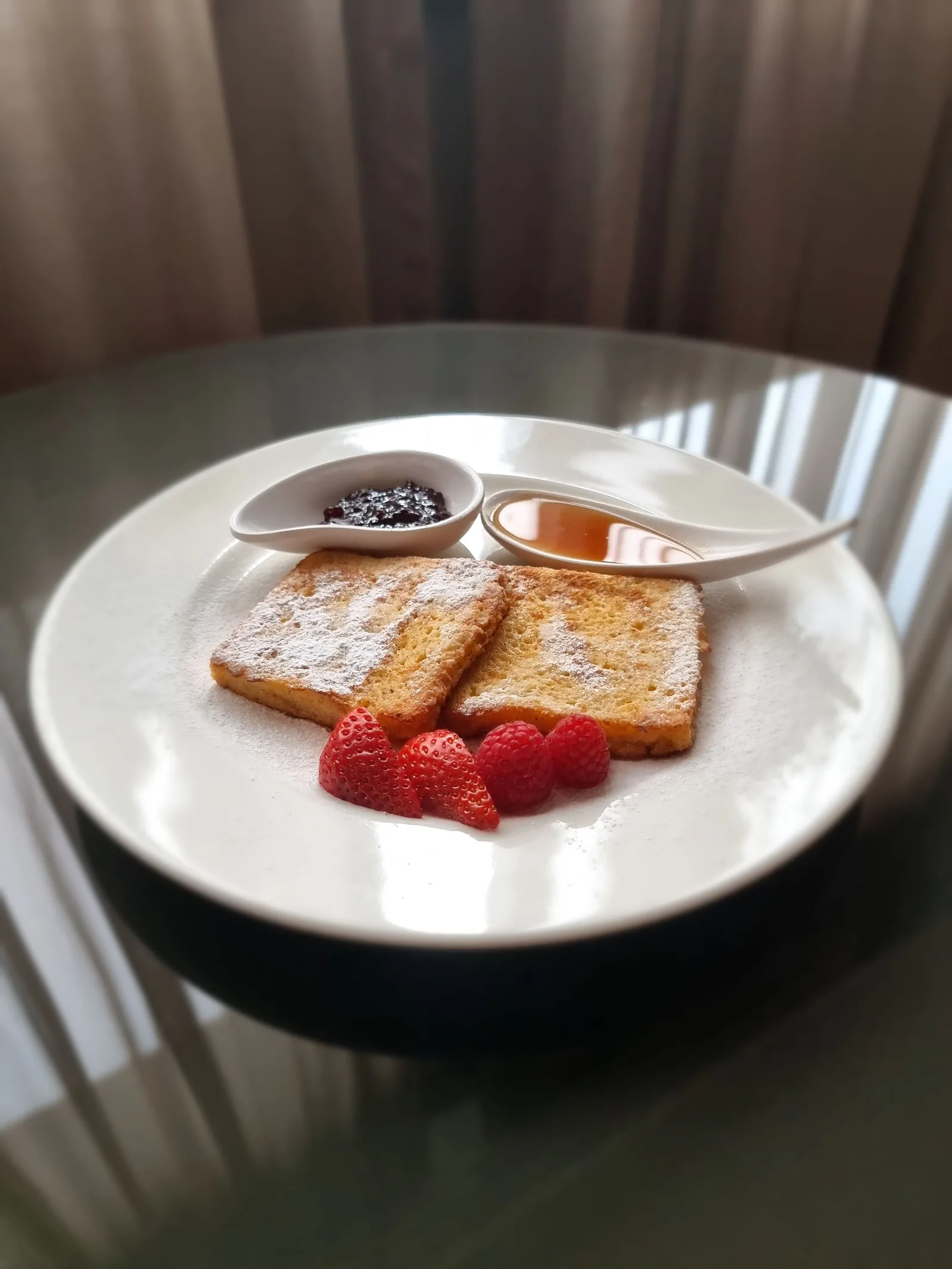 Weekend brunch french toast with strawberries