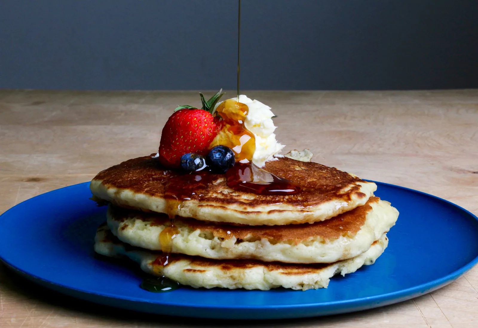 Stack of fluffy buttermilk pancakes