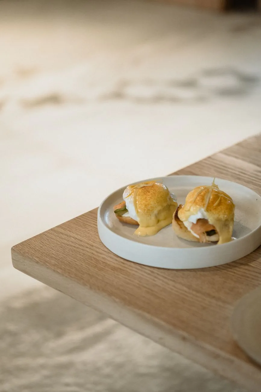 Close-up of eggs Benedict with hollandaise