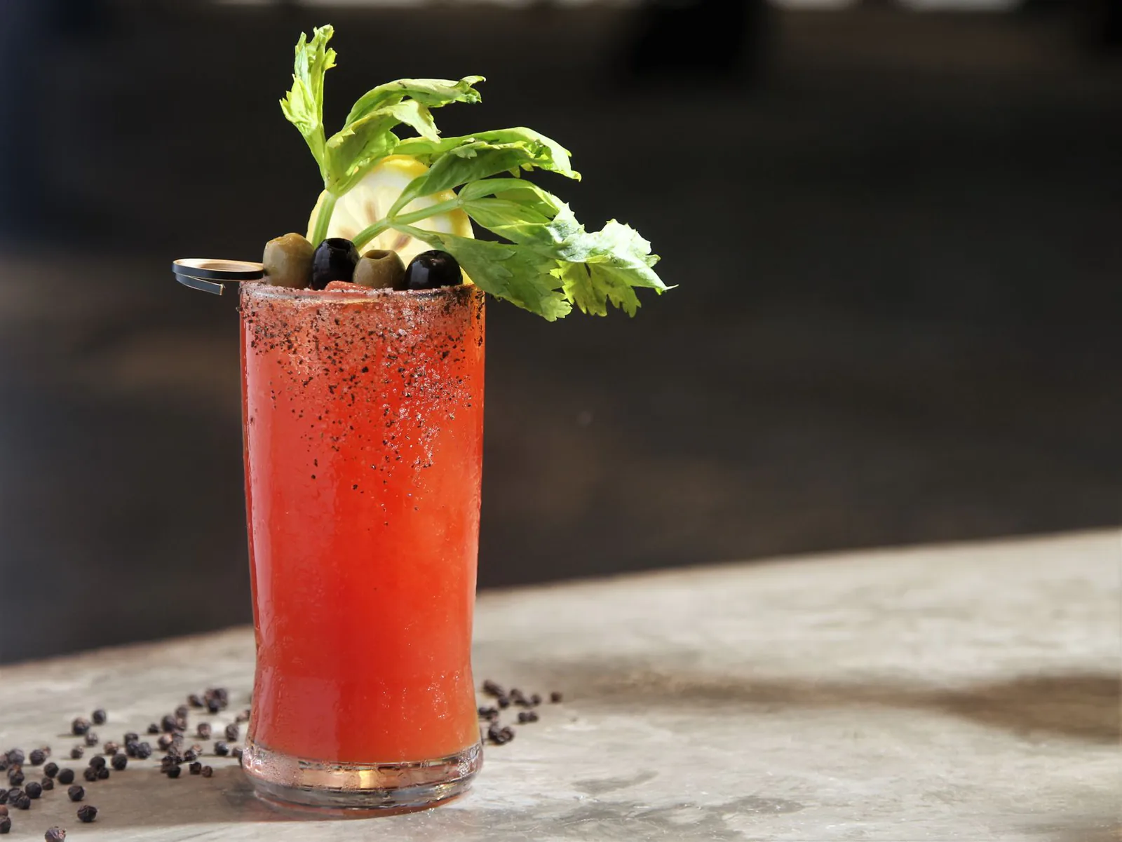 A brunch Bloody Mary with all the fixings