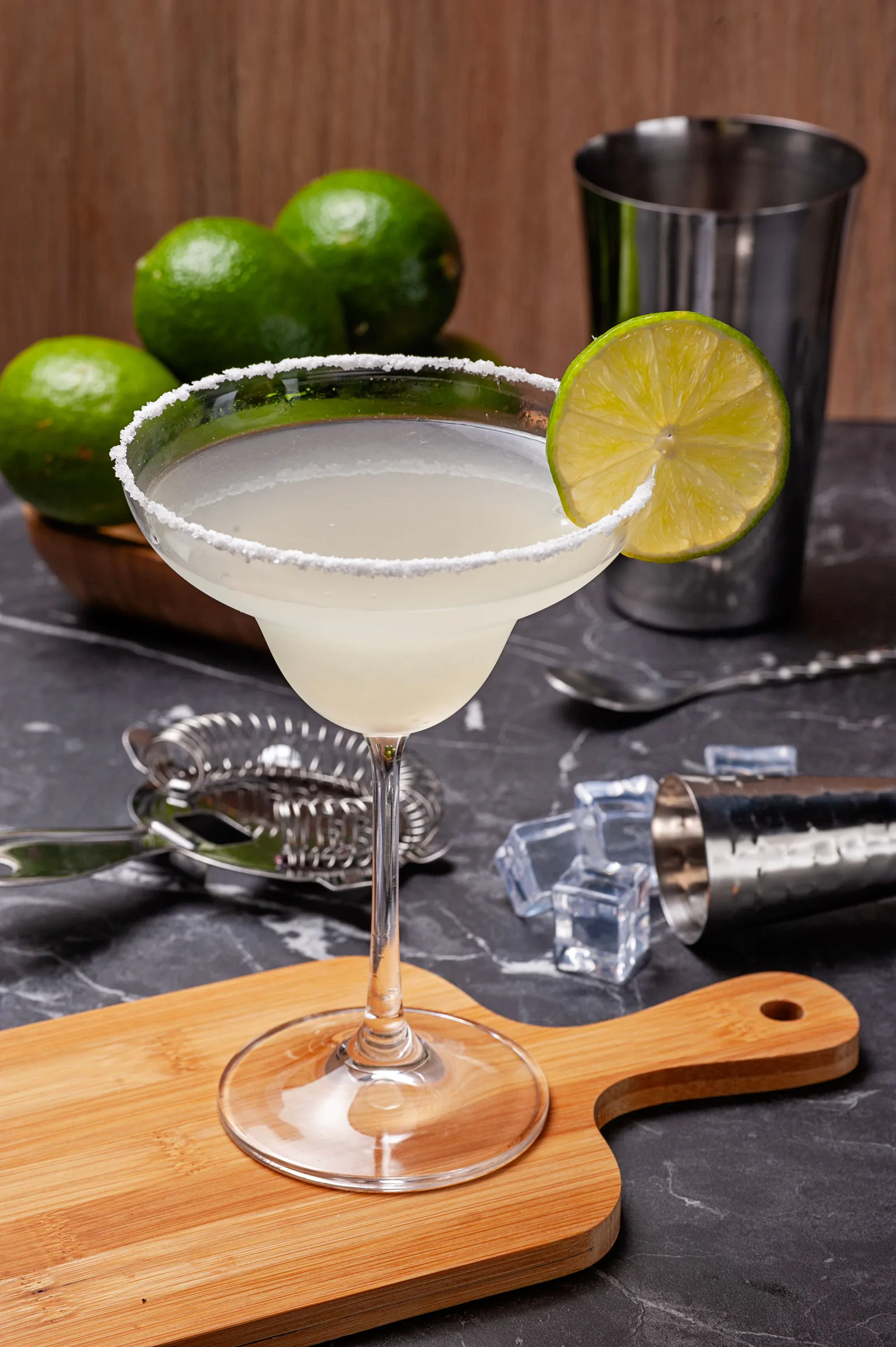 A classic margarita with lime and salt at El Vecino