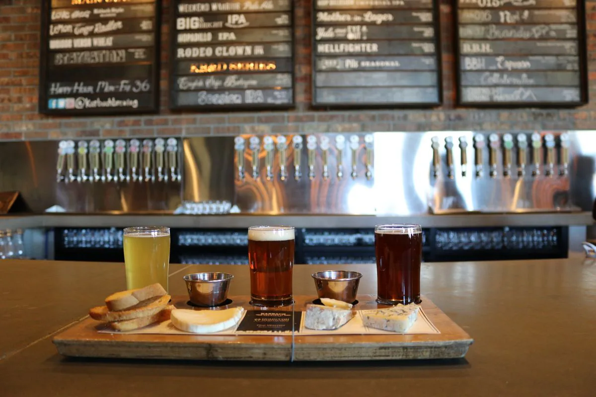 Craft beers and snacks on the tavern bar