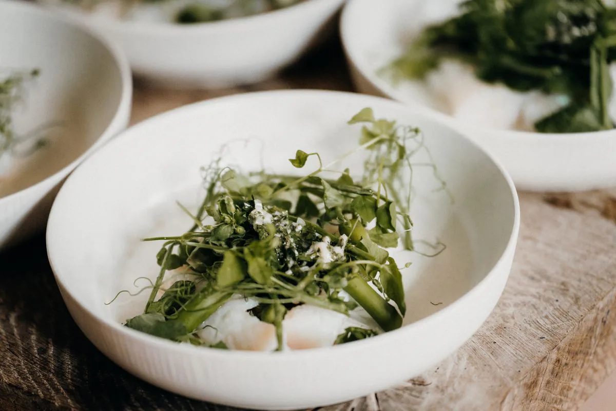 Fresh herb salad with asparagus