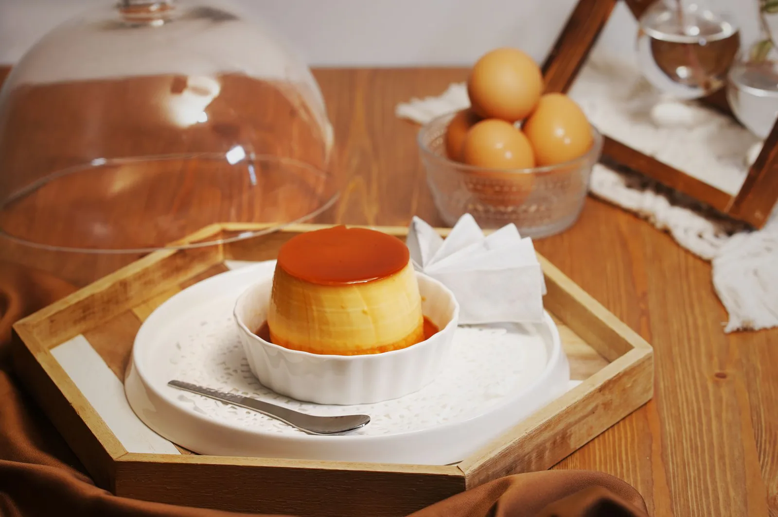 Homemade Cuban flan with caramel