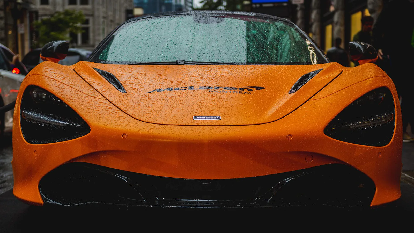 Exotic performance coupe in an urban setting