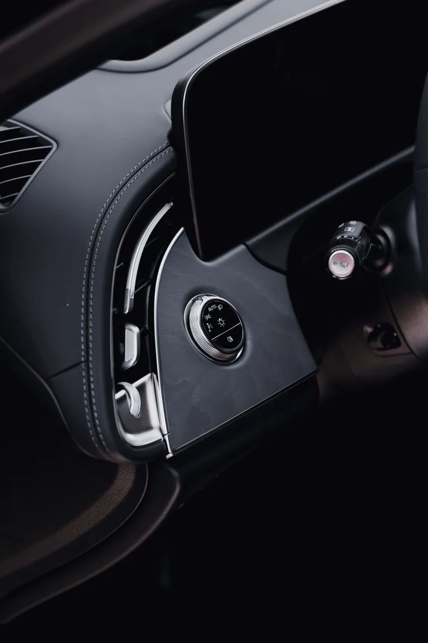 Luxury car cabin interior with modern details