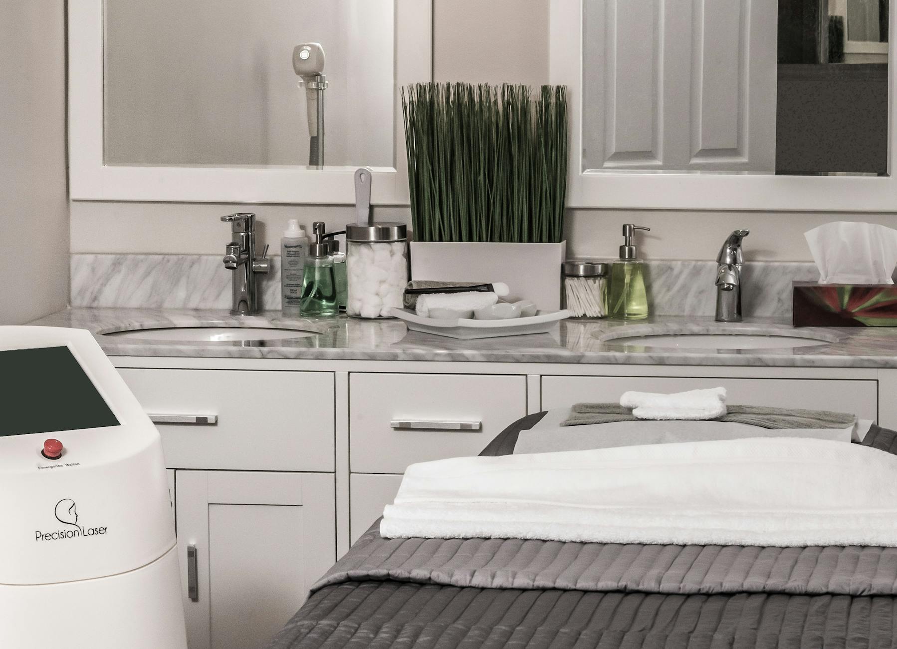 Premium wellness treatment environment with clean modern design