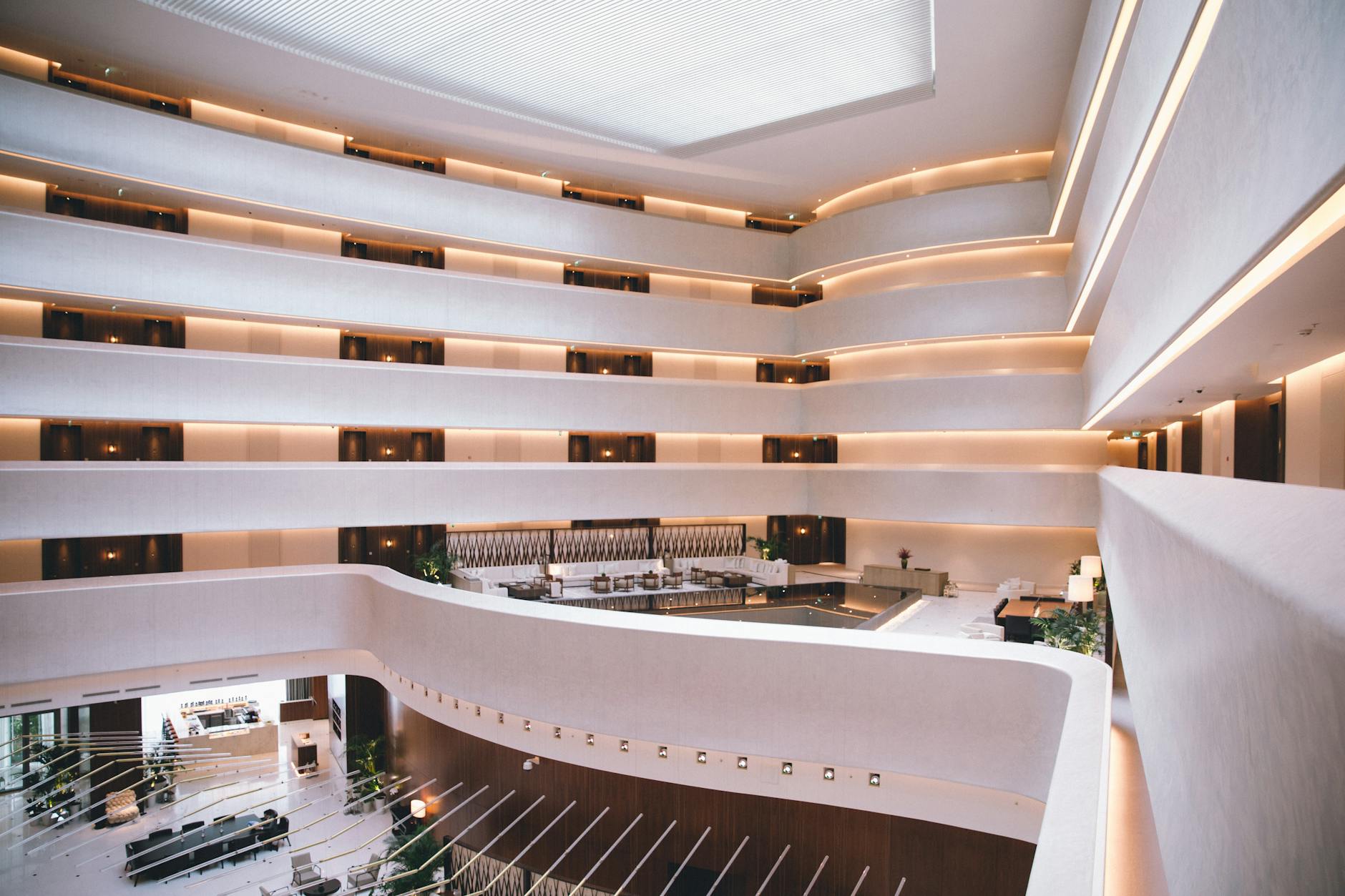 Elegant modern wellness interior with warm ambient lighting