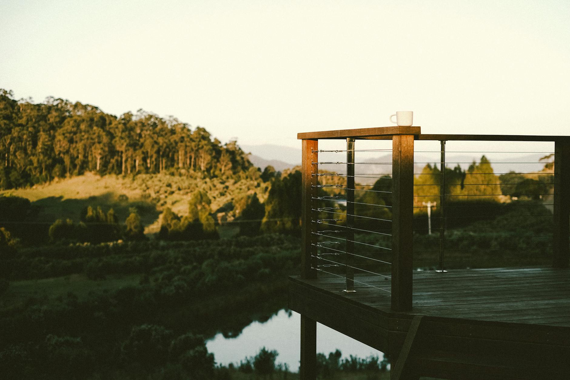 Serene wellness retreat terrace with panoramic natural views