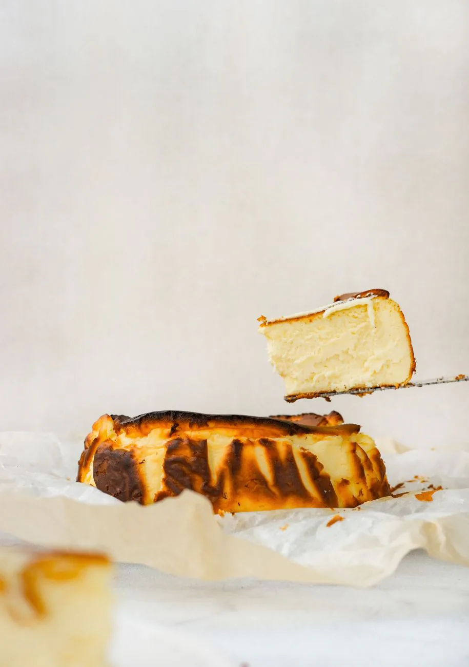 Slice of Basque burnt cheesecake