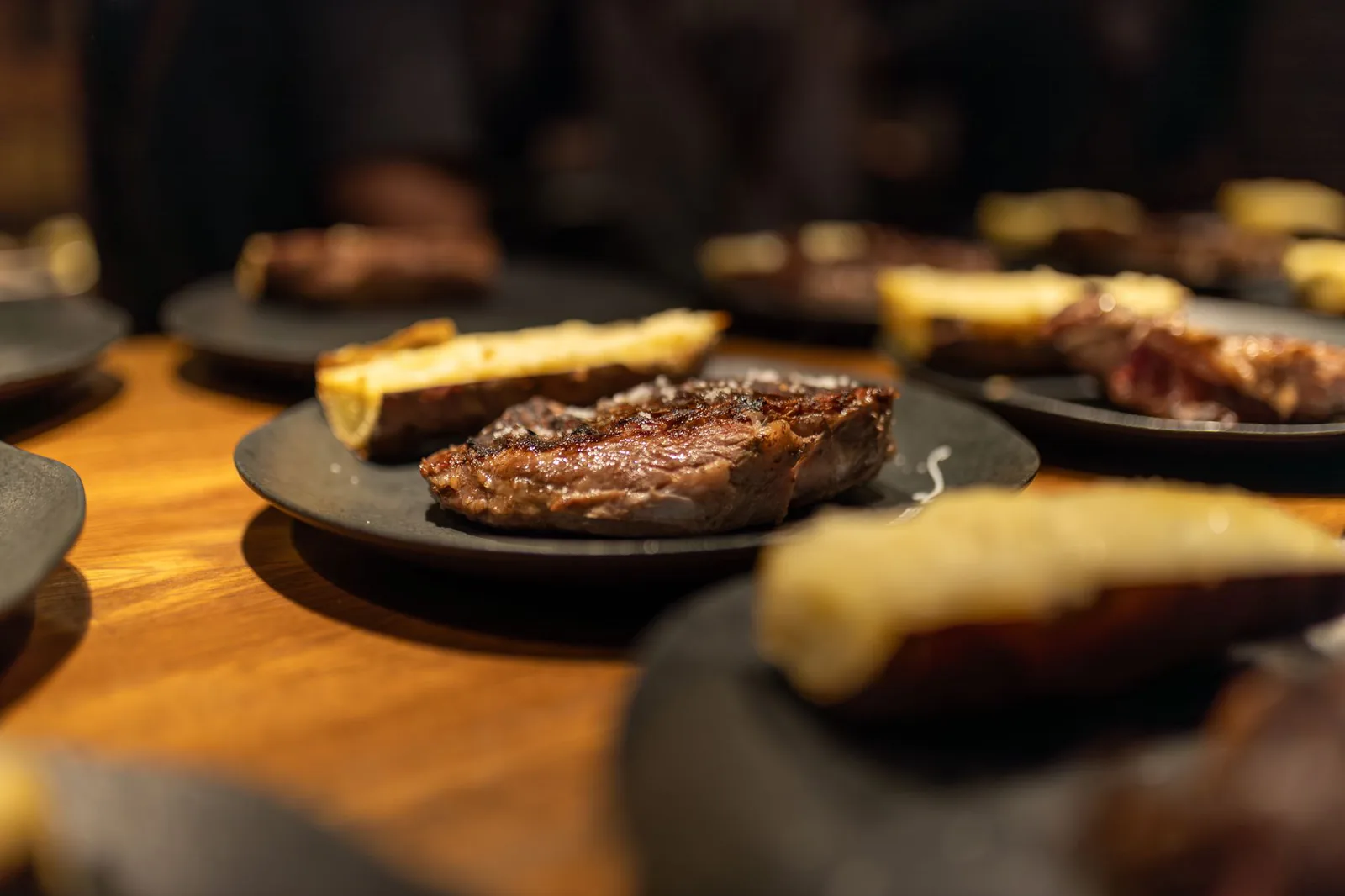 Succulent grilled steak with roasted sides