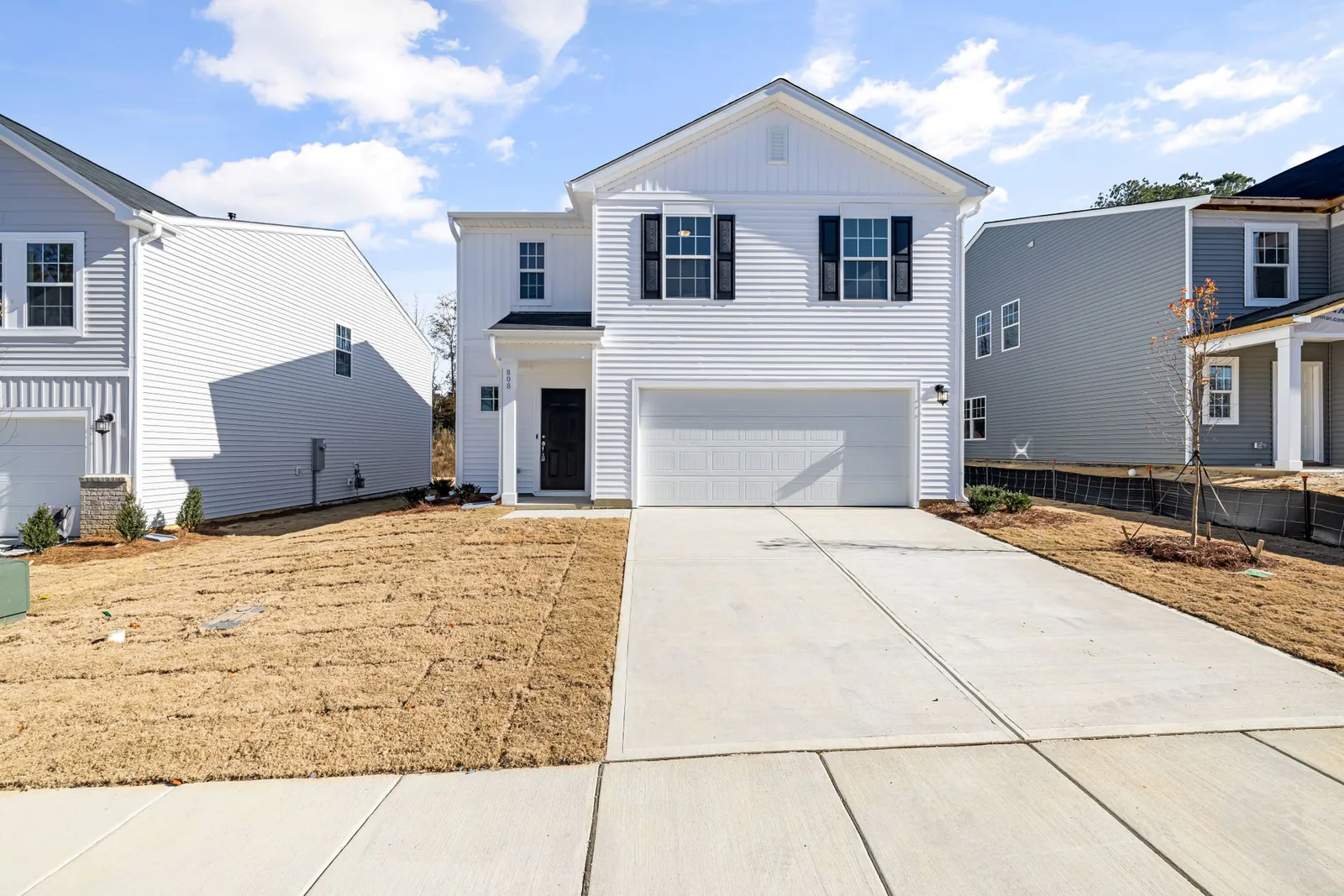 Finished concrete patio and garage area