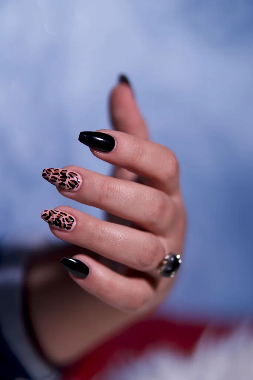 Leopard print nail art design