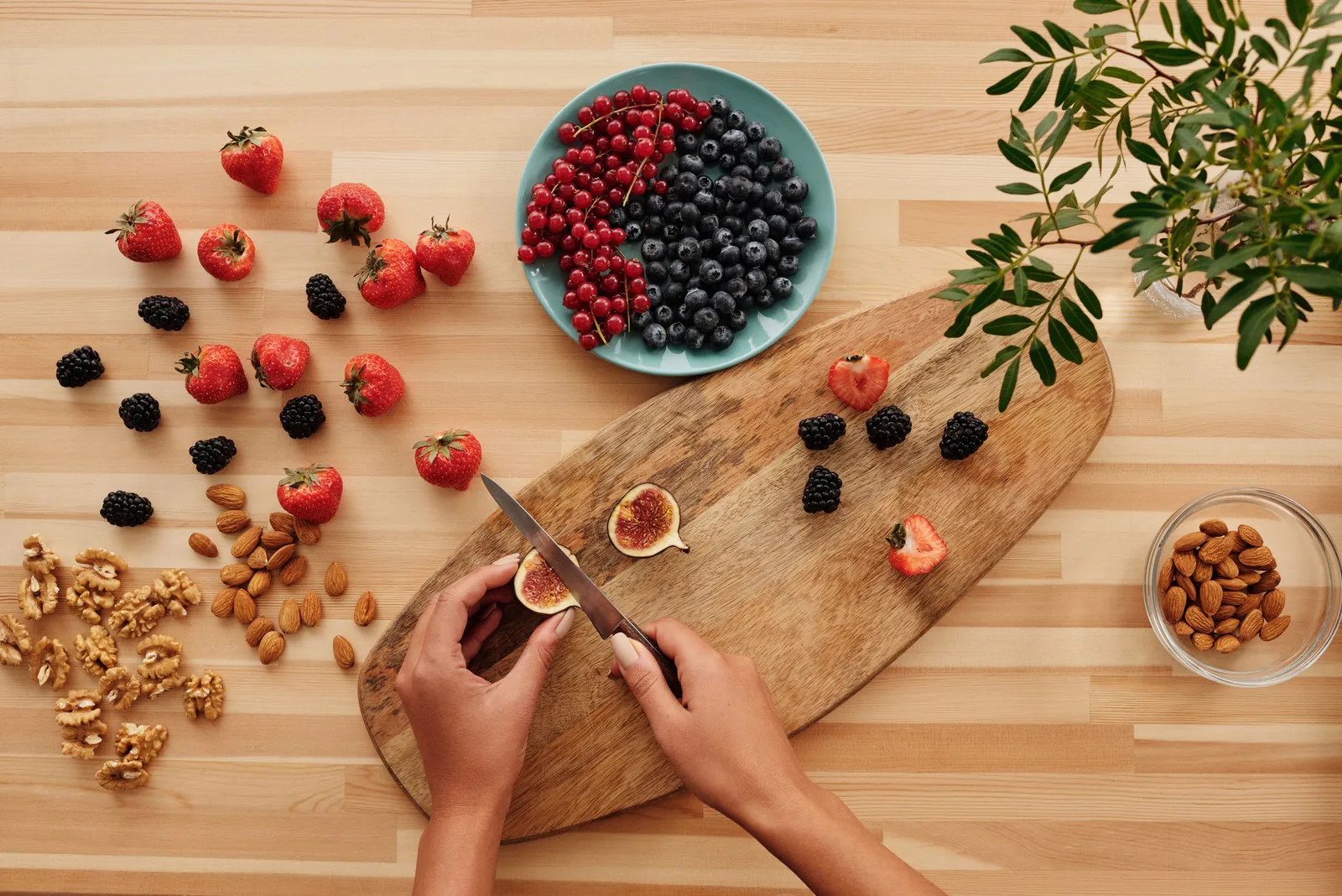 Bulk nuts and dried fruit overhead