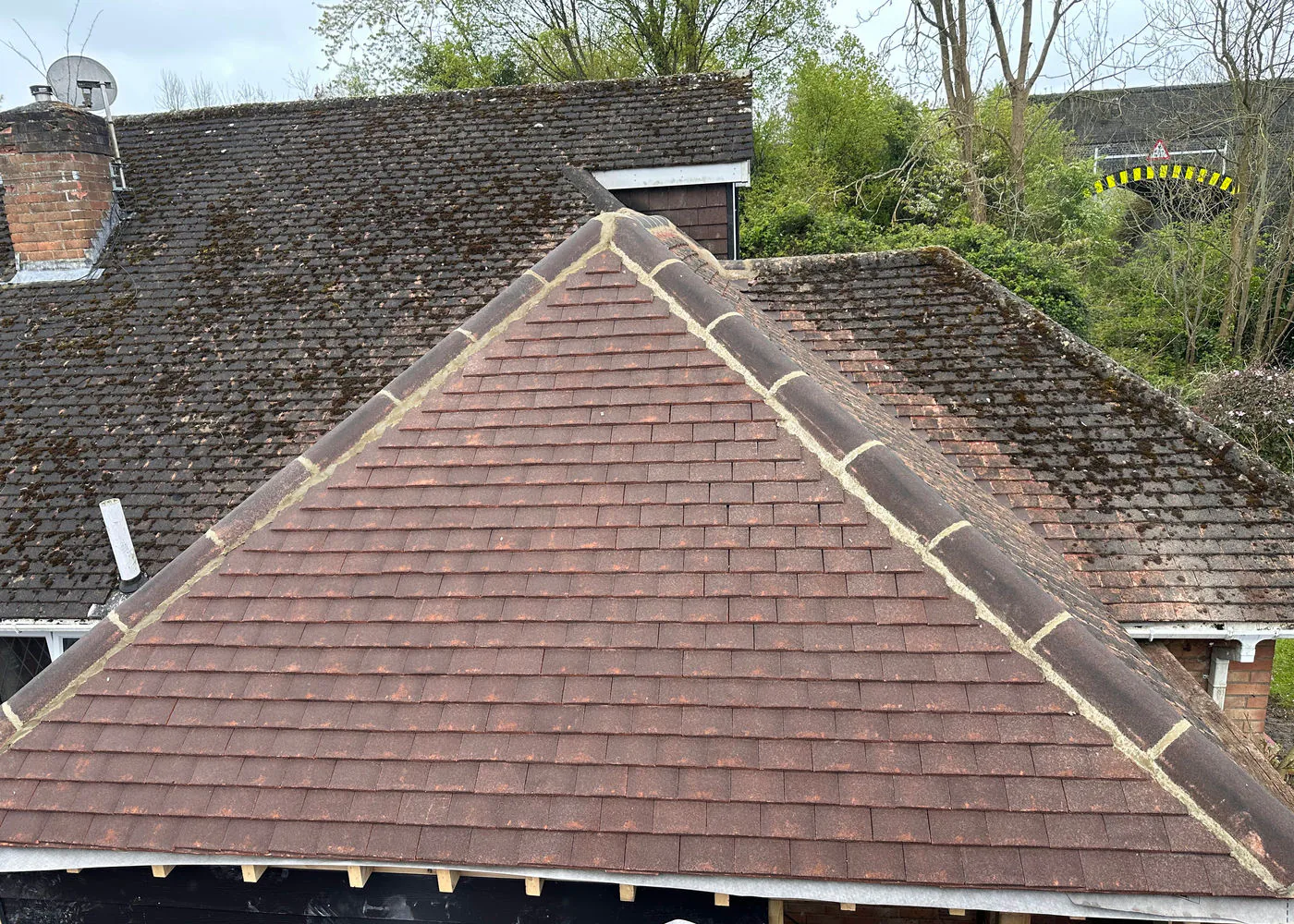 Guttering and fascia installation on a house roofline