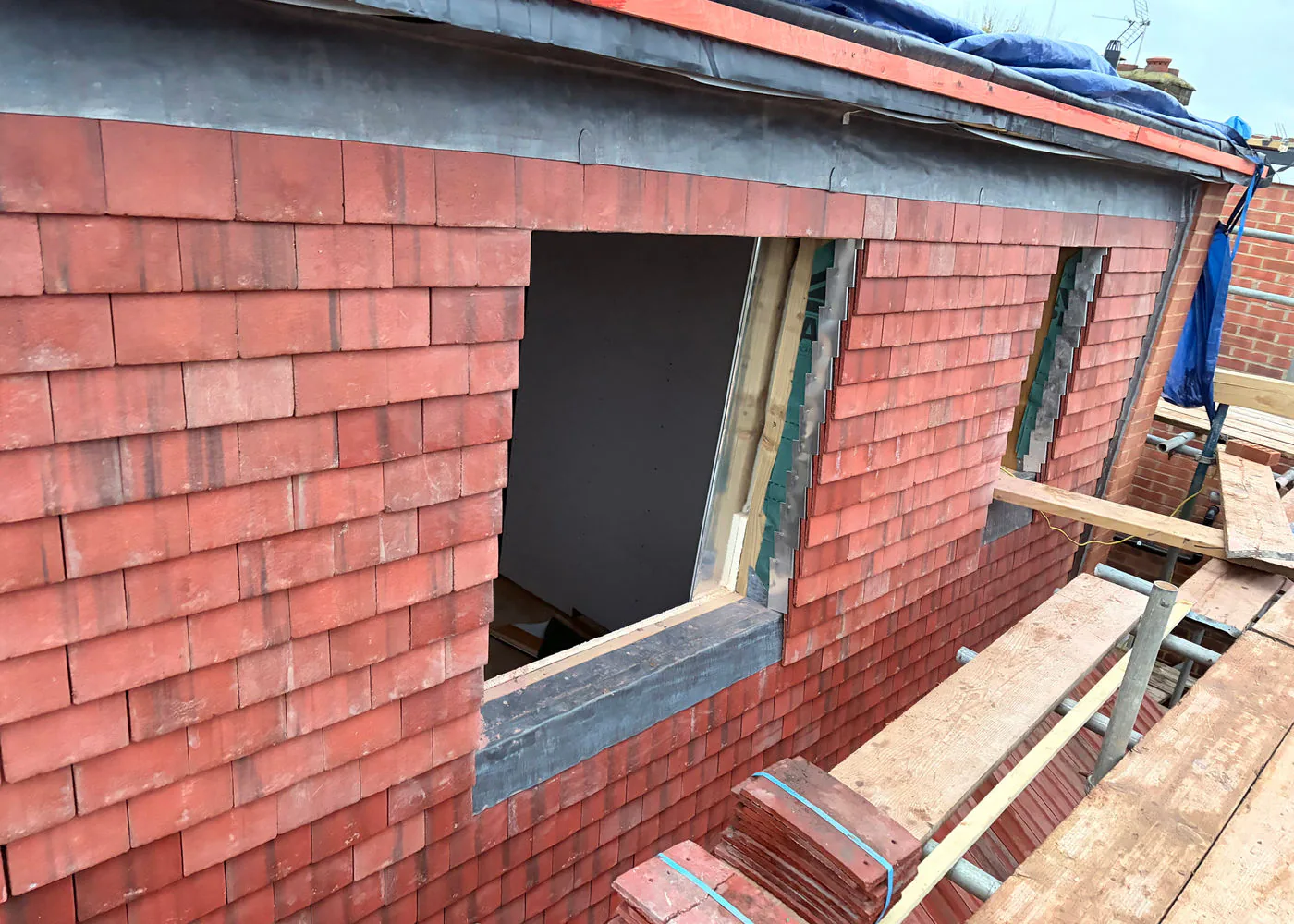 Freshly completed roof covering on a residential property