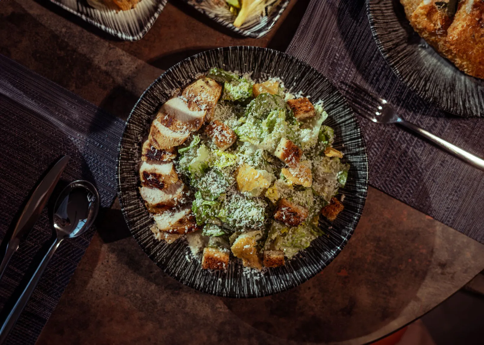 Caesar salad with parmesan and croutons