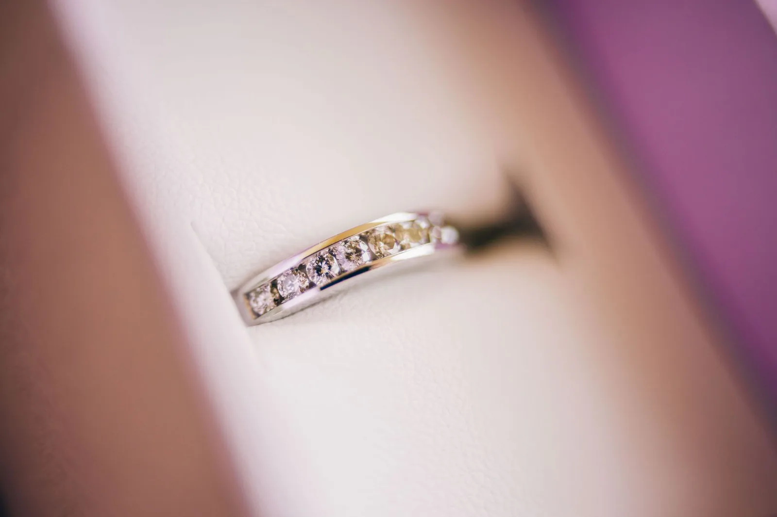 Diamond engagement ring in soft light