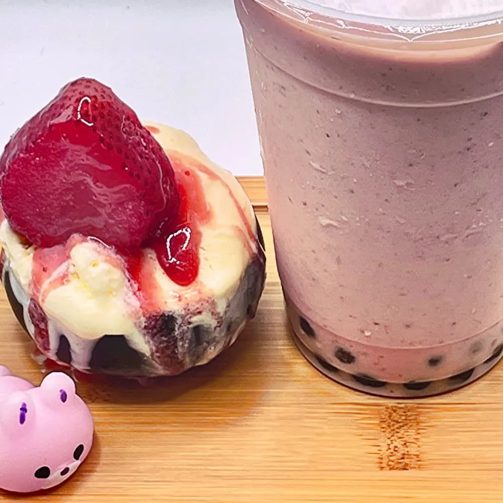 Strawberry shake with whipped topping from Squishies