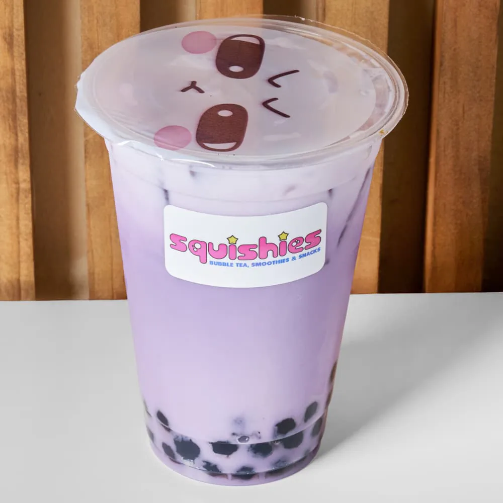 Taro milk tea in pastel purple