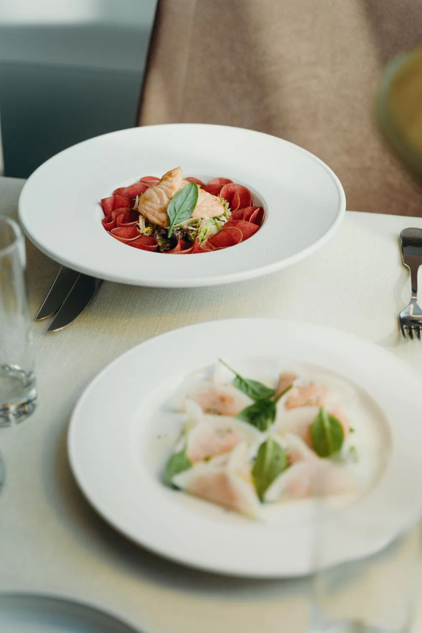 Chef's plated plates ready for service