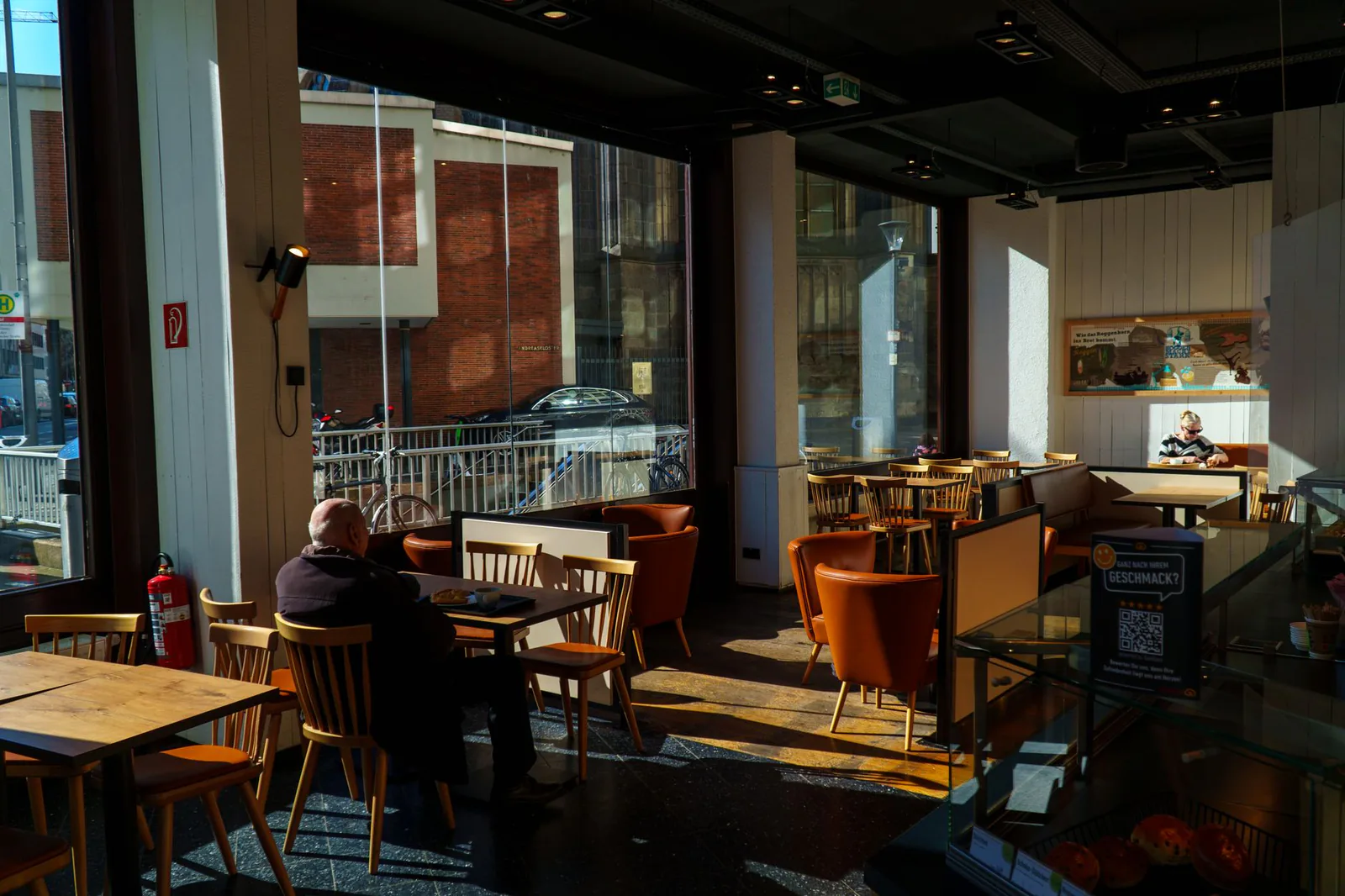 Warm afternoon light inside the cafe